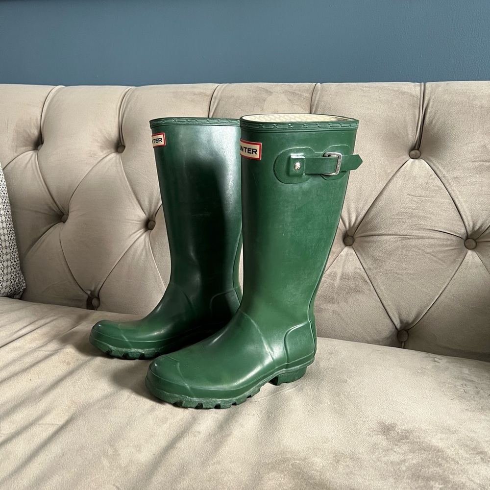 Hunter Original Tall Rain Boots Green Women’s 5 Waterproof Rubber